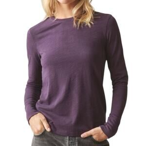 American Giant Women’s Slub Knit Long Sleeve Crewneck Tee Sz XS Grapeseed Purple
